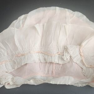 Antique Victorian Baby Bonnet Stiff Silk Organza with Satin Ribbon